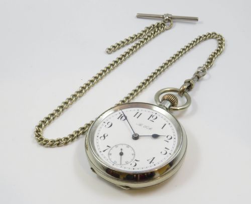 fig 1. Antique Omega pocket watch with chain, c1910