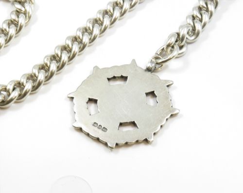 fig 1. Antique heavy silver watch chain and fob, 1897