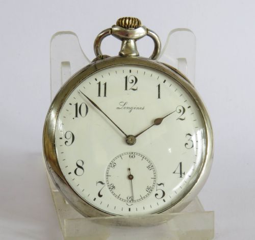 fig 1. Antique silver Longines pocket watch, 1909