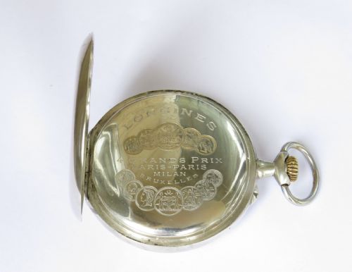 fig 2. Antique silver Longines pocket watch, 1909