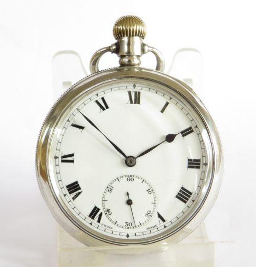 fig 1. Vintage 1923 Swiss silver pocket watch.