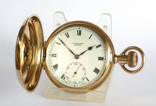 Antique J W Benson Full Hunter Pocket Watch
