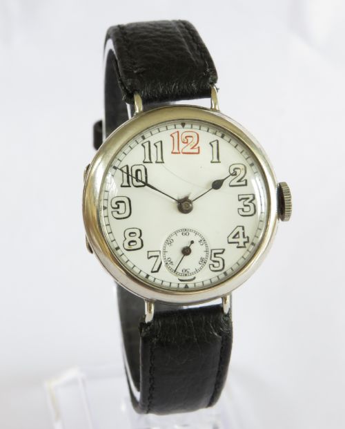 fig 1. Gents antique silver Marvin trench watch, 1915