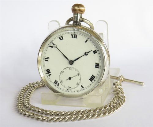 Antique Silver Buren Pocket Watch and Chain