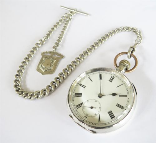 fig 1. Antique silver Seeland pocket watch and chain