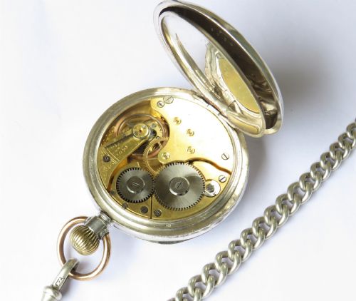 fig 2. Antique silver Seeland pocket watch and chain