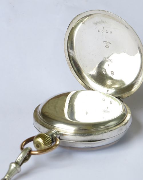 fig 3. Antique silver Seeland pocket watch and chain