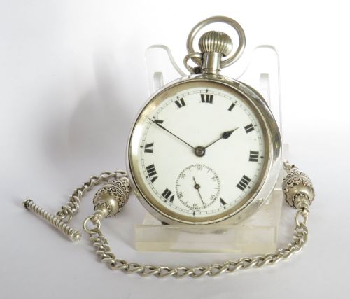 Silver 1917 Koh-i-noor Pocket Watch and Chain