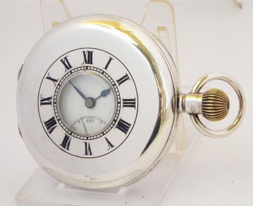 Antique Silver Half Hunter Pocket Watch 1912.