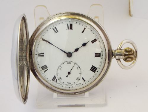 fig 1. Antique silver half hunter pocket watch 1912.