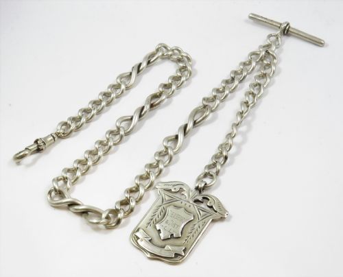 Antique Silver Watch Albert and Fob, Dewsbury