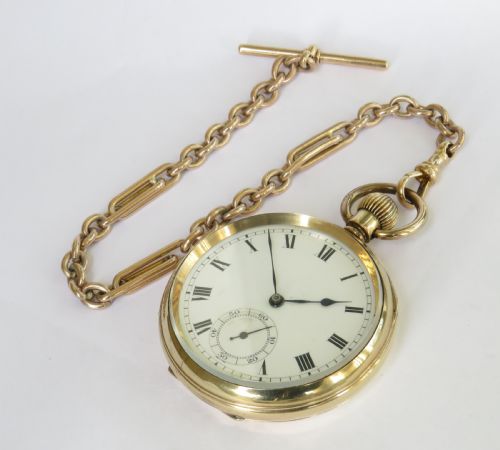 fig 1. Antique Swiss pocket watch and chain
