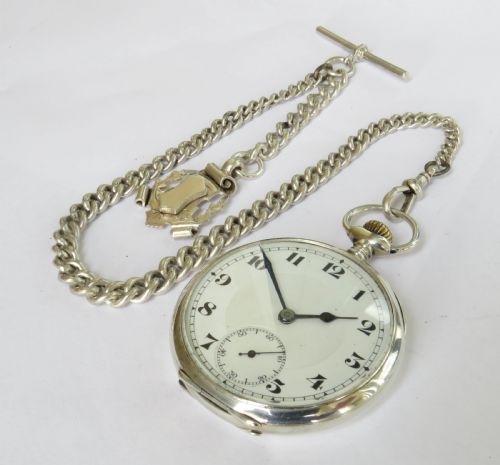 fig 1. Antique silver Record pocket watch & chain