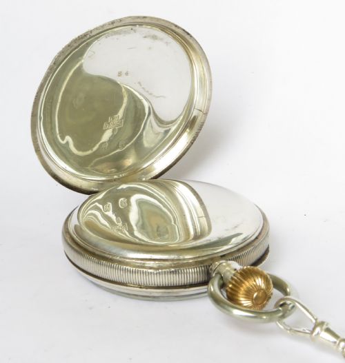 fig 2. Antique silver Waltham pocket watch and chain with history