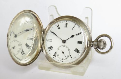 Silver Full Hunter Pocket Watch, 1918