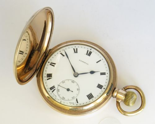 fig 1. Admiral full hunter pocket watch by Cyma