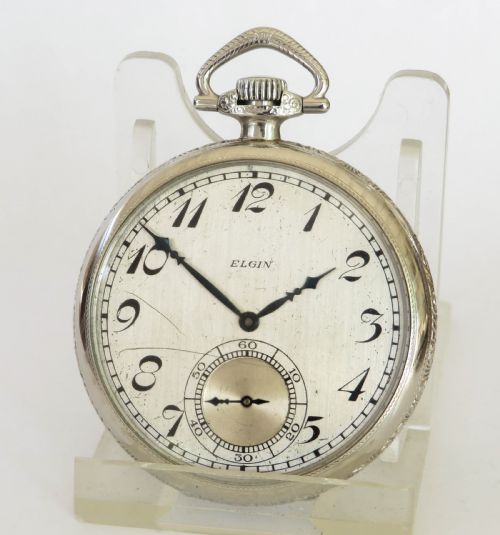 Antique 14 White Gold Filled Elgin Pocket Watch, 1925