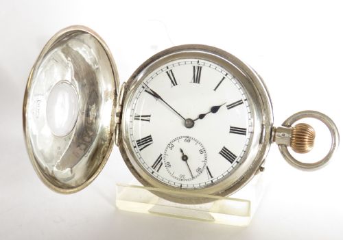 fig 1. Silver Helvetia half hunter pocket watch