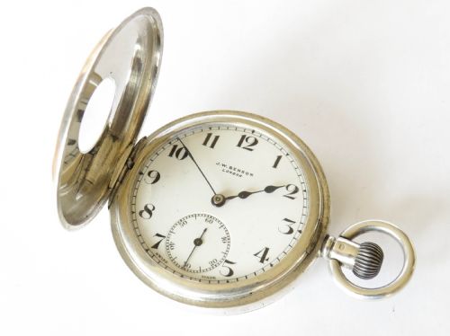 fig 2. Antique silver Cyma half hunter pocket watch for J W Benson