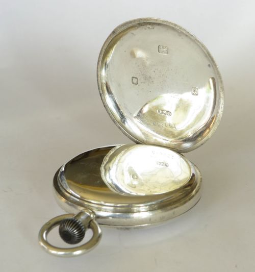 fig 3. Antique silver Cyma half hunter pocket watch for J W Benson