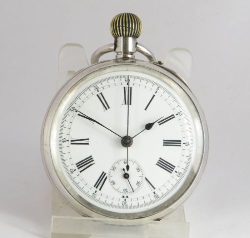 fig 1. Antique silver pocket watch chronograph, c1900