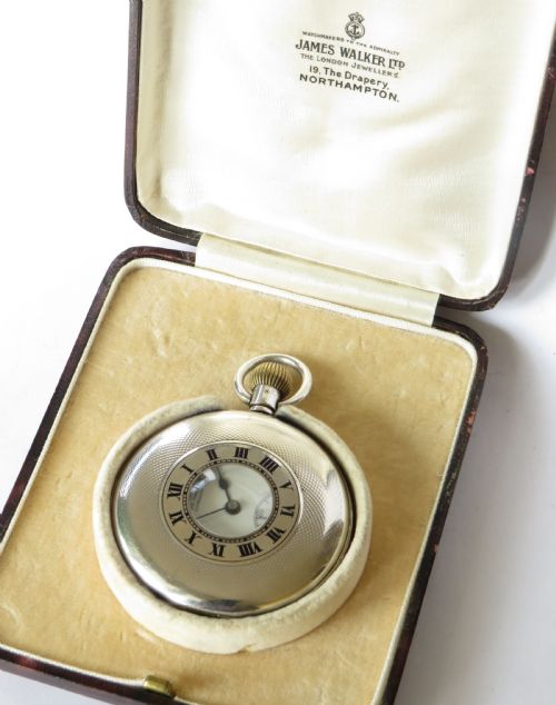 Silver Buren Half Hunter Pocket Watch, 1924