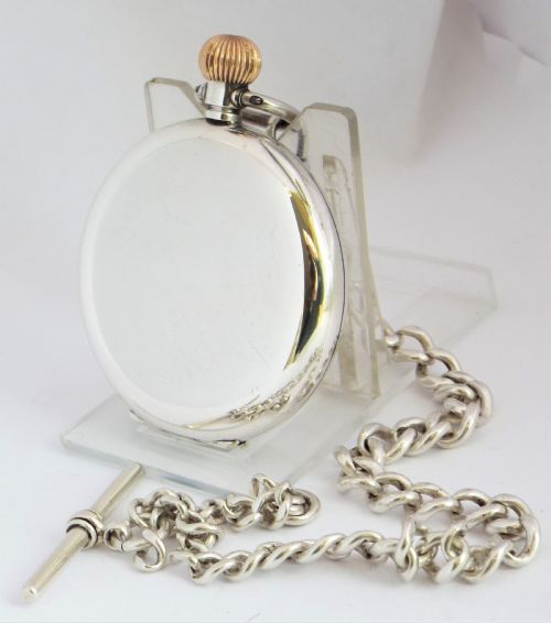 fig 1. Antique Swiss silver pocket watch and chain.