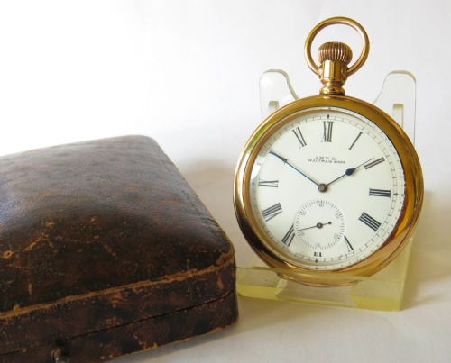 fig 1. Antique Waltham Ensign pocket watch & box, 1902.