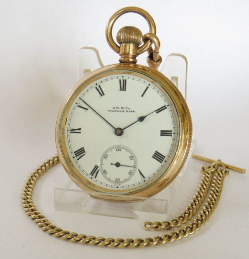 1903 Waltham Traveler Pocket Watch and Chain.