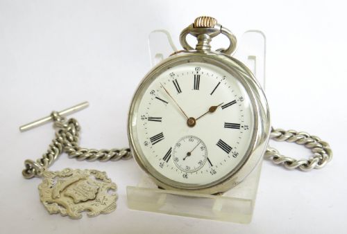 Antique Silver ‘Demi-chronomètre’ Pocket Watch & Chain