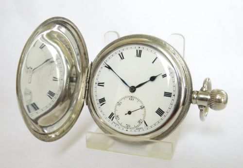 Antique 1922 Silver Revue Full Hunter Pocket Watch