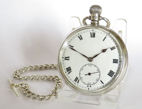 Antique Swiss Silver Pocket Watch and Chain