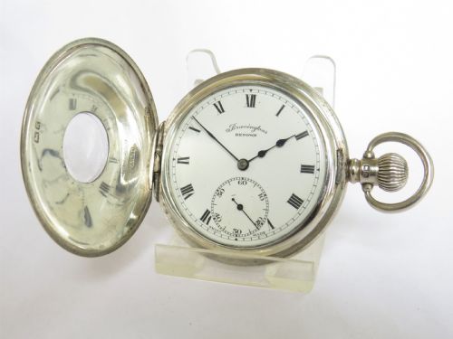 fig 1. Antique silver Bravingtons Renown half hunter pocket watch