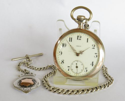 Antique Silver Omega Pocket Watch and Chain
