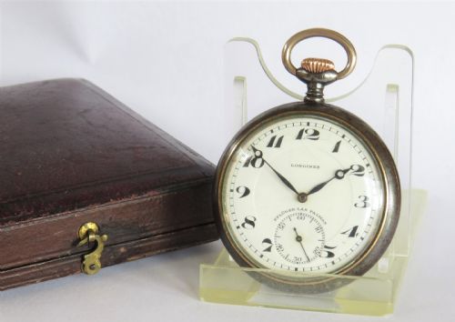 Small Longines Gun Metal Pocket Watch, 1925