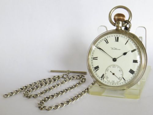 Antique Silver Waltham Pocket Watch and Chain