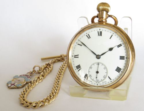 Vintage 1930s Swiss Pocket Watch and Chain