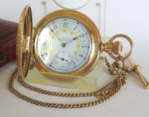 Small Antique Waltham Full Hunter Pocket Watch and Chain