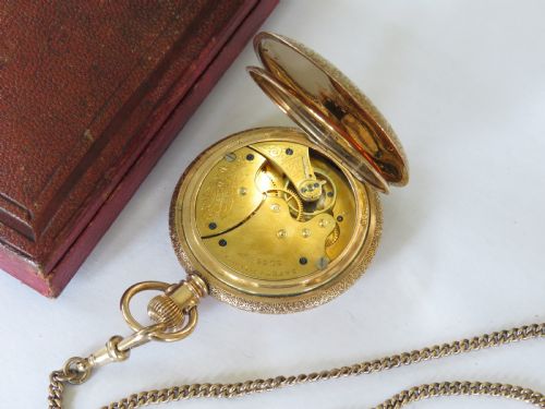 fig 2. Small antique Waltham full hunter pocket watch and chain