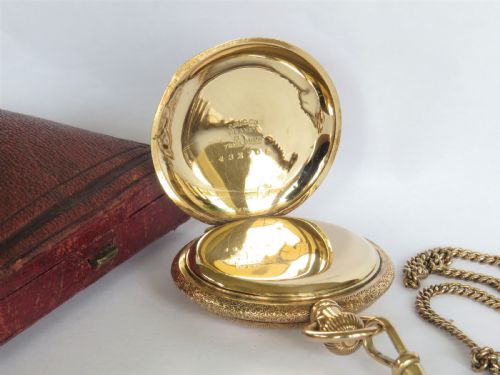 fig 3. Small antique Waltham full hunter pocket watch and chain