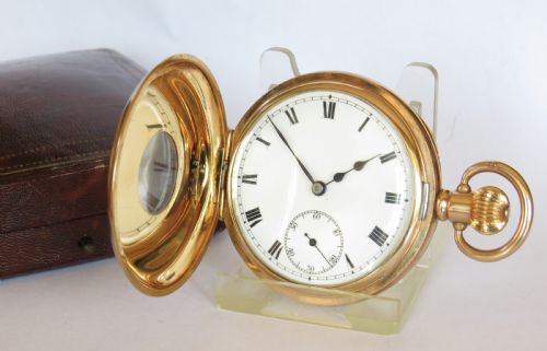 fig 1. Antique Lagaros half hunter pocket watch by Record, super condition