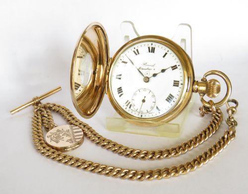Record Dreadnought Half Hunter Pocket Watch and Chain