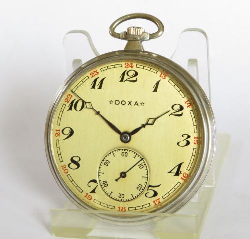 fig 1. Antique silver Doxa pocket watch, with niello case.
