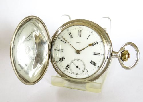 Antique Silver Omega Full Hunter Pocket Watch