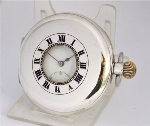 Silver Longines Half Hunter Pocket Watch, 1918.