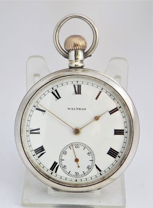 Antique Silver Waltham Traveler Pocket Watch, 1907.