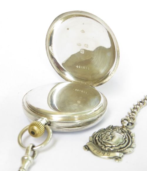 fig 2. Antique silver Thomas Russell pocket watch and chain.