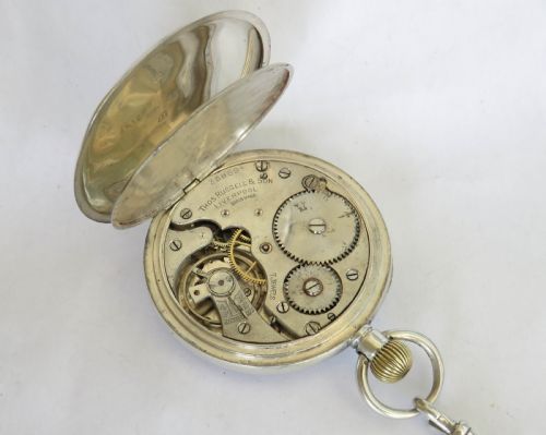fig 3. Antique silver Thomas Russell pocket watch and chain.