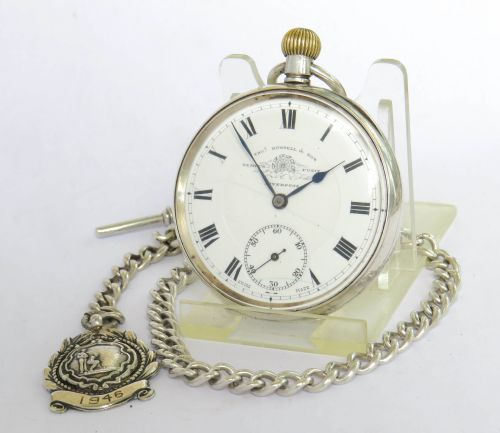 Antique Silver Thomas Russell Pocket Watch and Chain.