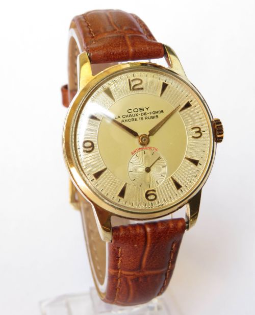 fig 1. Gents 1950s Coby wrist watch by Cauny